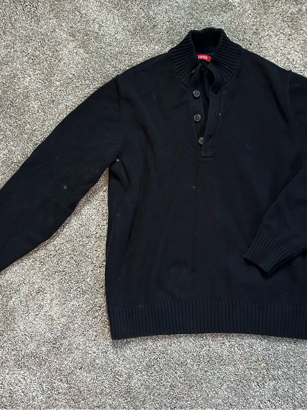 Izod Men’s Black Zip-Neck Knit Sweater Large